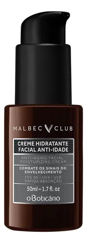 comprar Creme Hidratante Facial Anti-idade Malbec Club, 50ml Momento de aplicação Diau002FNoite Tipo de pele Todos tipos de pele