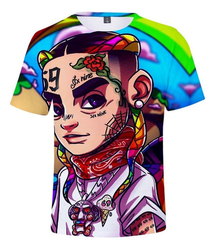 Lou Hip Hop Rapero Camiseta 69 6ix9ine Tekashi69 3d Impreso