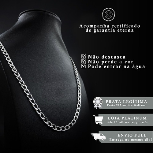 Prata 925 De Lei Corrente + Pulseira Italiana Legítima Luxo