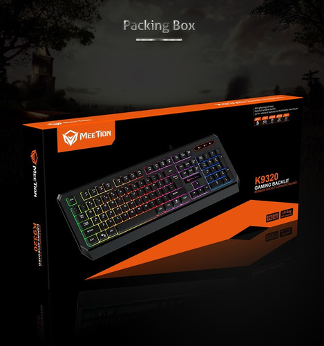 Teclado Gamer Meetion Negro Silencioso Ergonomico Rgb Negro Español