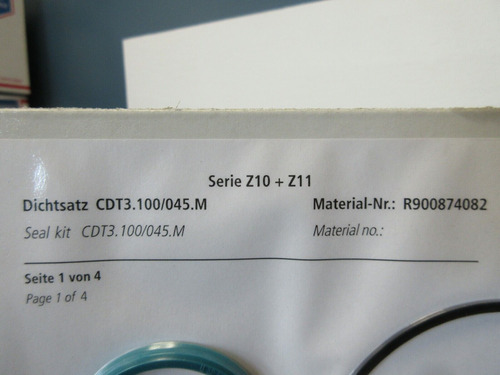 Rexroth R900874082 New Series Z10 + Z11 Seal Kit Cdt3.10 Ssd