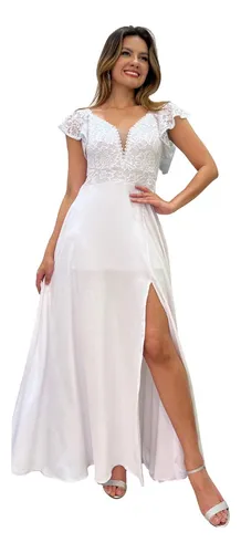 Vestido branco longo best sale solto