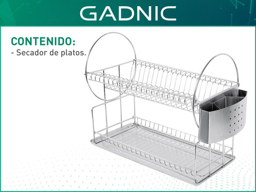 Escurridor de trastes Gadnic SEC08 color plateado de acero inoxidable