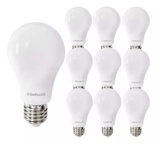 10x Lâmpada Bulbo Led 9w 6500k E27 Bivolt Empalux Al09562