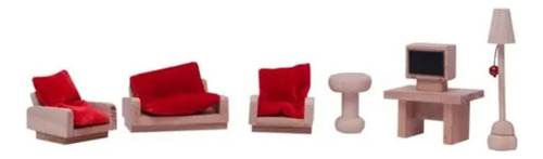 Muebles En Madera Para Casa De Muñecas, Living Completo