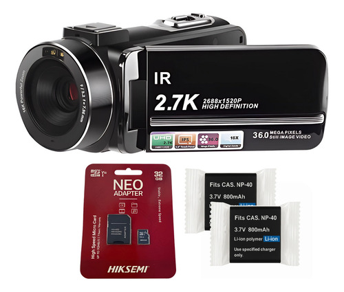 Filmadora Ruffo Rf-camcor2 2.7k Hd Alta Definición 50mp Con Memoria 32gb + 2 Baterías