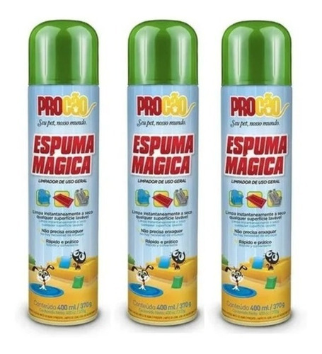 Kit 03 Espuma Mágica 400ml Procão Limpeza Geral Instantânea