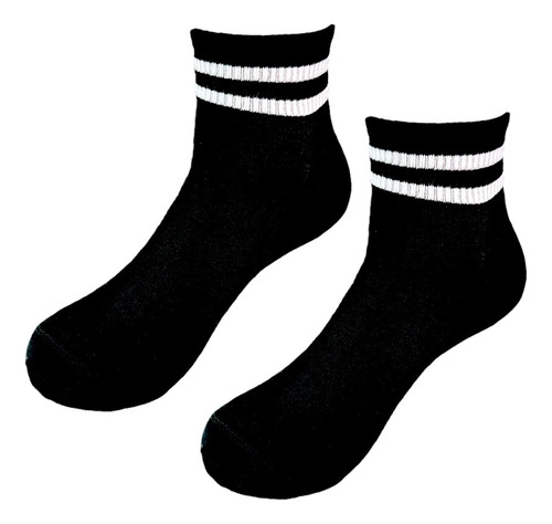 6 Pares Calcetines A Rayas. Algodón. Negro Unitalla