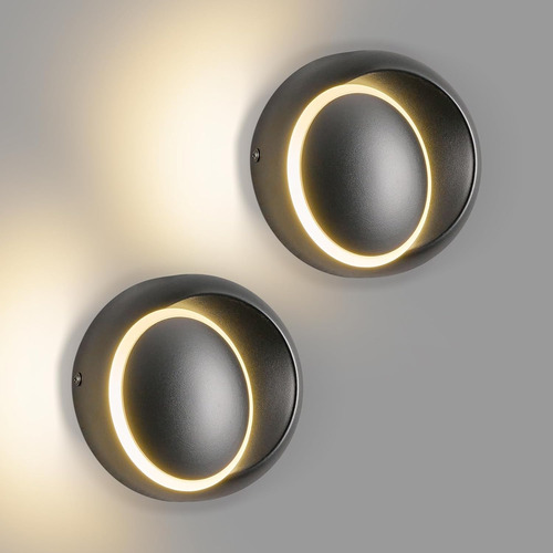 Apliques De Pared Led Giratorios Color Negro, Set De 2