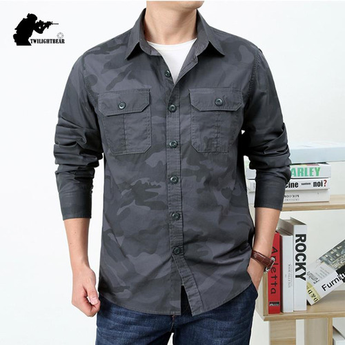 Camisas De Camuflaje Para Hombre, Blusa De Algodón, Talla Gr