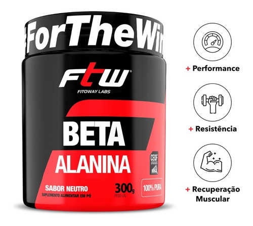 Beta Alanina 100% Pura - 150 Doses - 300g - Ftw Sabor Sem sabor