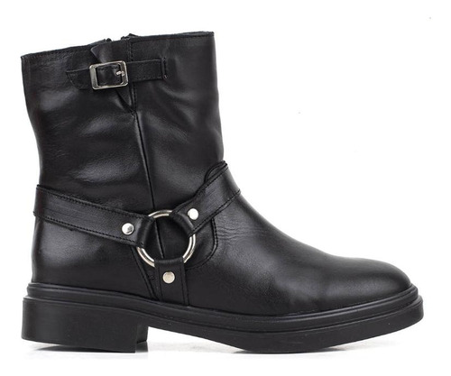 Botas Mujer Batistella Botinetas Cortas Biker Cuero Negro