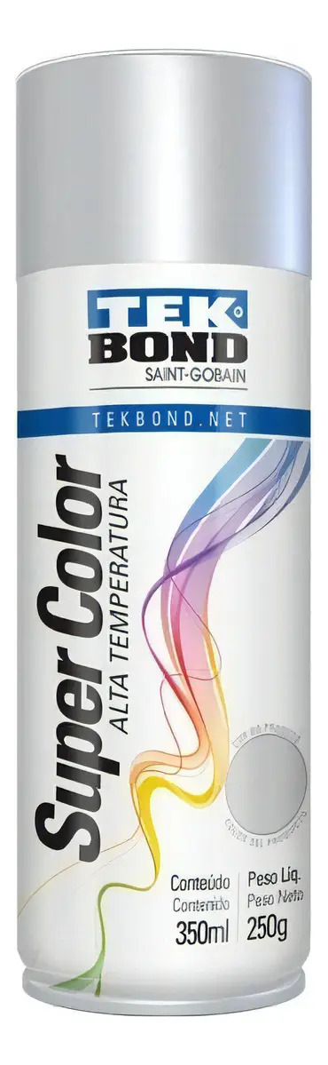 Tinta Spray Alta Temperatura Tekbond Alumínio 350ml Resistência 600°C
