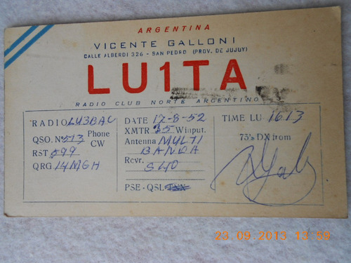 Postal Y Sello Postal Radio Aficionado De Jujuy 1952