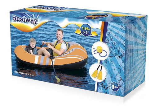 Bote Balsa Inflable 61062 De 197x114cm Con Remos Bestway