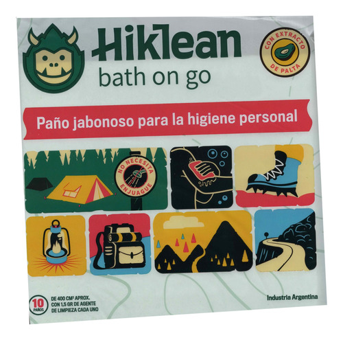Paño Jabonoso Hiklean X 10 Higiene Camping Trekking Pesca