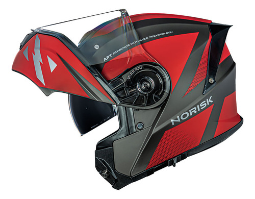 Capacete Norisk Motion Defender Titanium Vermelho Fosco