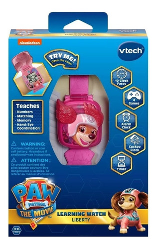 Paw Patrol Reloj De Aprendizaje Liberty Rosa 2021 Fondo Gris