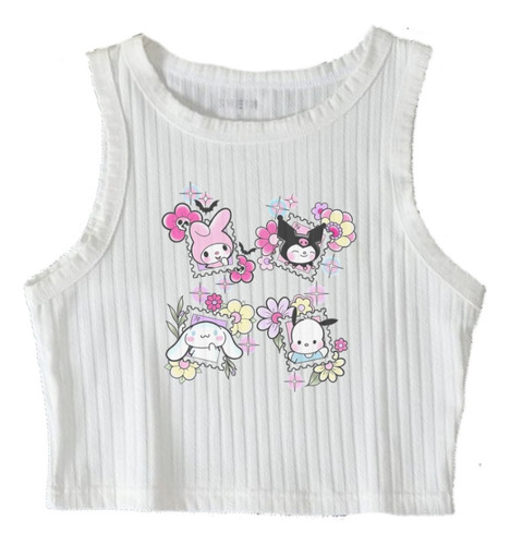 Remera Kuromi Melody Hello Kitty Kimi Corta Musculosa Top