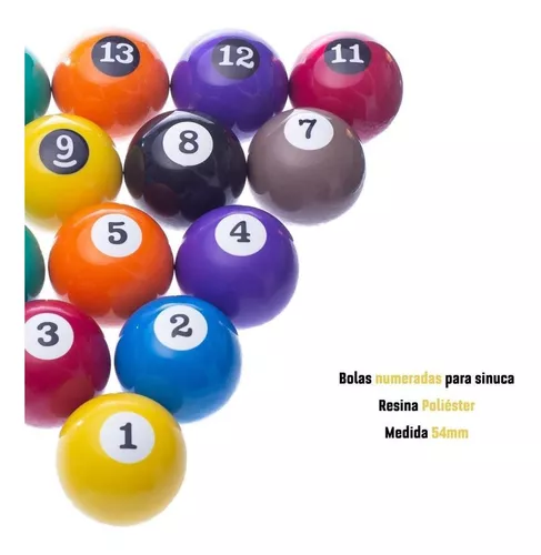 Jogo De Bolas Numeradas Kit Bilhar Sinuca 50Mm Profissional em