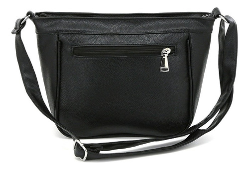 Morral Bandolera Simil Cuero Correa Ajustable Antirrobo Color Negro Diseño De La Tela Lisa