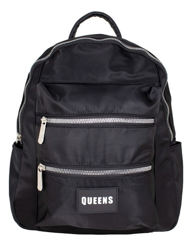 Queens Cartera Mochila Urbana Mujer Bolso Negro Qv22117