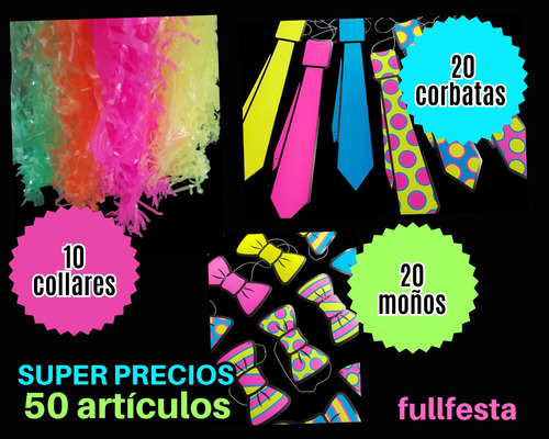 Combo Super Fluo Cotillón-para Cuello- 50 Art.-carioca-upd