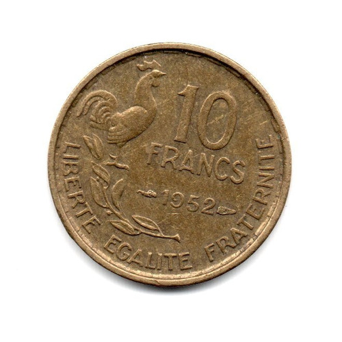 Moneda Francia 10 Francos Año 1952 Km#915.1