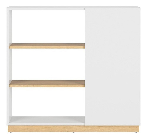 Librero Allerod Blanco Brillante Y Roble Sonom Këssa Muebles