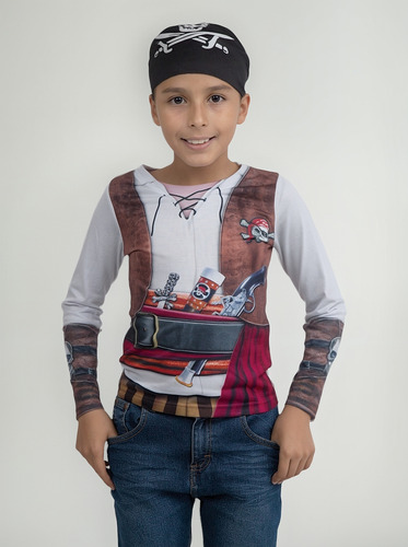 Playera Niño De Pirata 3d Disfraz Fiesta