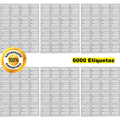 6000 Etiquetas Tag Refil Para Aplicador Etiquetadora Roupas