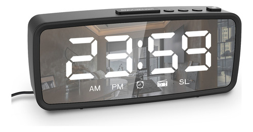 Reloj Despertador Digital De 12/24 Horas. Espejo Con Alarma