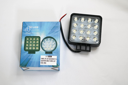 Farol De Led Quadrado 16 Leds*3w=48w, 12-80v Cód. 3535
