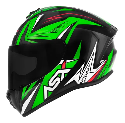 Capacete Masculino Fechado Asx Vector Verde Esportivo