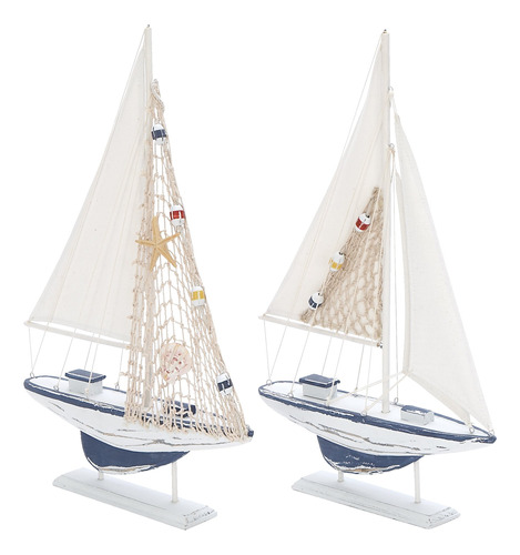 Esculturas De Barcos Costeros En Madera Set De 2 50 Cm X 3