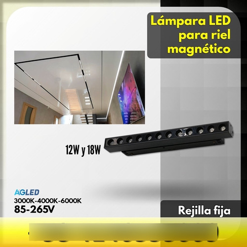 Lamp Led P Riel Magnetico 12w Ng 4k 85-265v Rejilla Fija