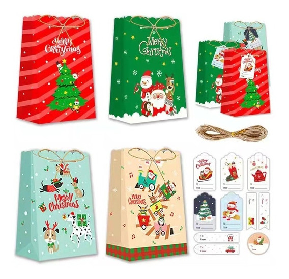 100 Piezas Bolsas de Navidad Bolsas de Regalo de Navidad de Plástica Bolsas de Regalo de Envoltura de Dulce de Navidad para Suministros de Fiesta de Navidad 