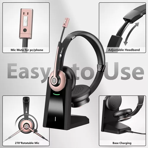 Auriculares Bluetooth, auriculares inalámbricos con micrófono con  cancelación de ruido y dongle USB, auriculares inalámbricos con silencio de