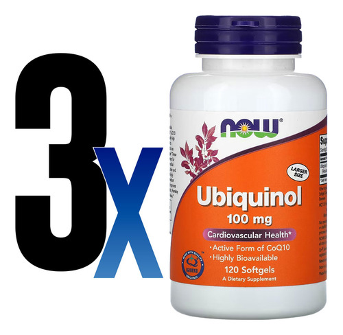 Ubiquinol 100mg Now Foods Forma Coq10 Ativa 120 Softgels 3un Sabor Sem sabor