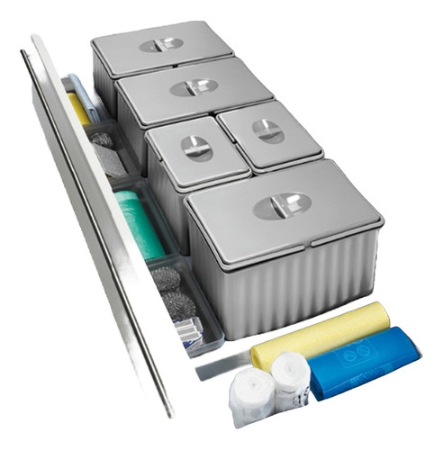 Cubo Residuos Quintuple Con Bandeja Hafele 502.49.525 Gris