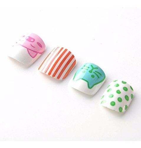 Yunail Nuevos Animales Lindos Niños Uñas Postizas 24 Unids