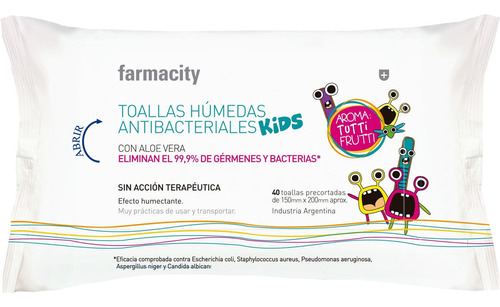 Toallas Húmedas Antibacteriales Farmacity Tutti Frutti 40 U