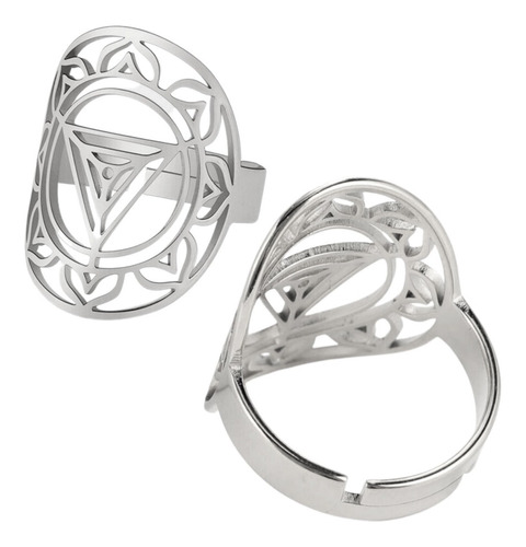 Imagen 2 de 8 de Anillo Meditacion Para Hombres Yoga Kali Yantra Ajustable
