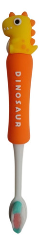 Cepillo Dental Animado Animalitos Infantil Cartoon Toyz Dinosaurio Naranja