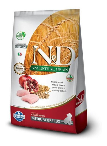 Ração N&d Ancestral Frango Cães Filhotes Raças Médias 2,5kg