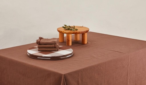 Imagen 2 de 5 de Mantel Rectangular Tussor Chocolate Deco Petite Affaire