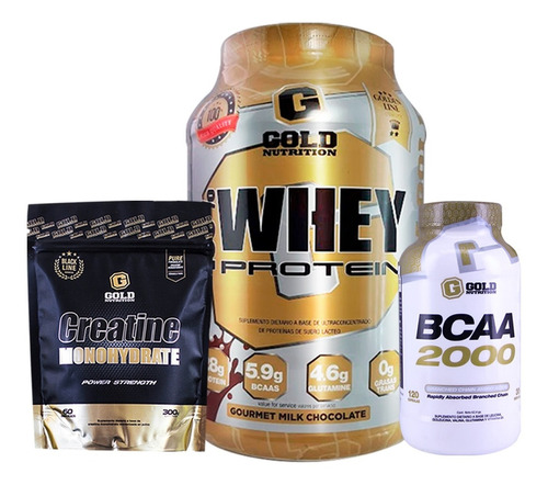 Whey Protein + Bcaa 2000 + Creatina Masa Muscular Gold