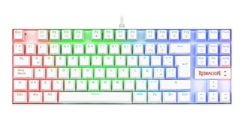 Imagem 1 de 3 de Teclado gamer Redragon Kumara K552 QWERTY Outemu Brown português Brasil cor branco com luz RGB