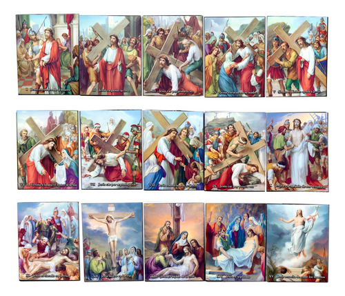 Cuadros Retablos Viacrucis 15 Estaciones Economico 20x25 Cm