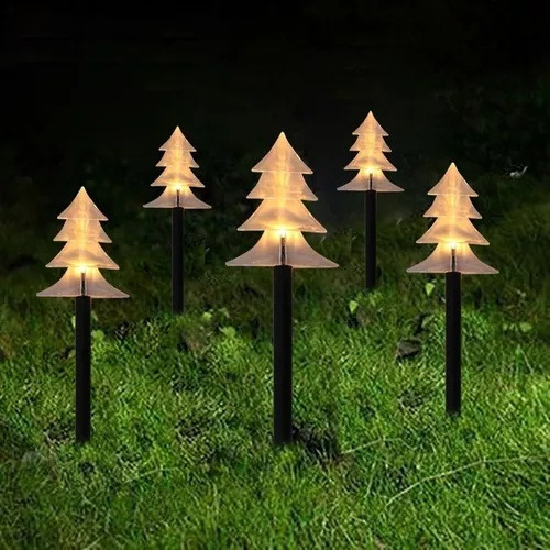 Lámpara Solar De Pie Árbol De Navidad Iluminación De Jardín